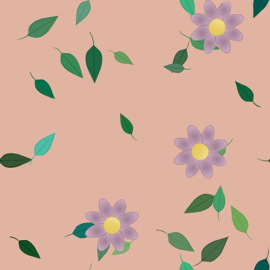 soyut çiçekler ve yapraklar, çiçekler duvar kağıtları, vektör illüstrasyonu