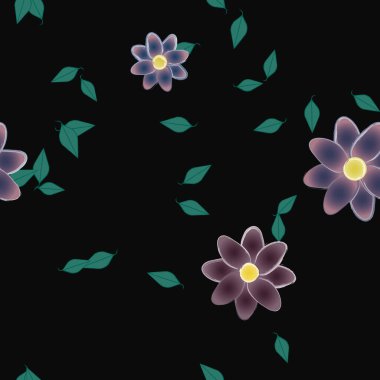 soyut çiçekler ve yapraklar, çiçekler duvar kağıtları, vektör illüstrasyonu