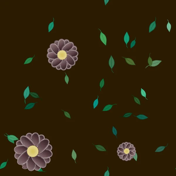 Ilustración Vectorial Flores Flotantes Flor Hojas Fondo Pantalla Digital Sobre — Vector de stock