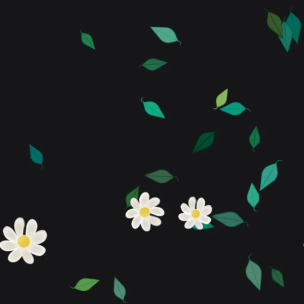 Ilustración Vectorial Flores Flotantes Flor Hojas Fondo Pantalla Digital Sobre — Archivo Imágenes Vectoriales