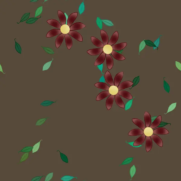 Ilustración Vectorial Flores Flor Hojas Fondo Pantalla Digital Sobre Fondo — Archivo Imágenes Vectoriales