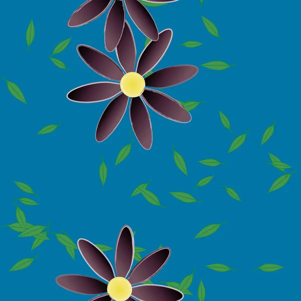 Ilustração Vetorial Flores Folhas Papel Parede Digital Sobre Fundo Liso — Vetor de Stock