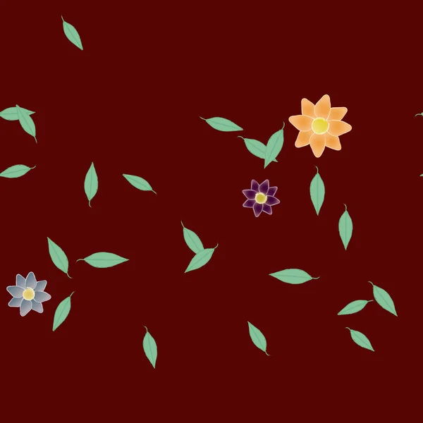 Ilustración Vectorial Flores Flotantes Flor Hojas Fondo Pantalla Digital Sobre — Vector de stock