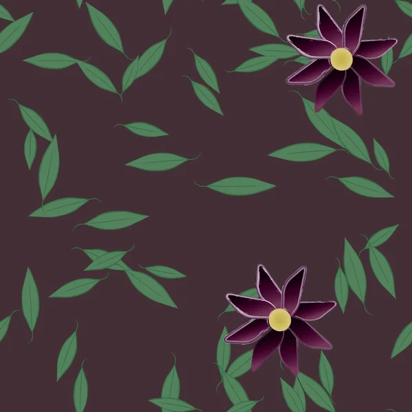 Vector Illustratie Van Bloemen Bloei Bladeren Digitaal Behang Effen Achtergrond — Stockvector