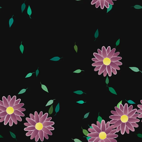 Ilustración Vectorial Flores Flotantes Flor Hojas Fondo Pantalla Digital Sobre — Vector de stock