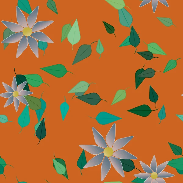 Flor Abstracta Follaje Flores Florecen Fondo Pantalla Vector Ilustración — Vector de stock