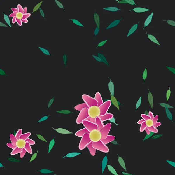 Vektor Illustration Blommor Blom Och Blad Digital Tapet Vanlig Bakgrund — Stock vektor