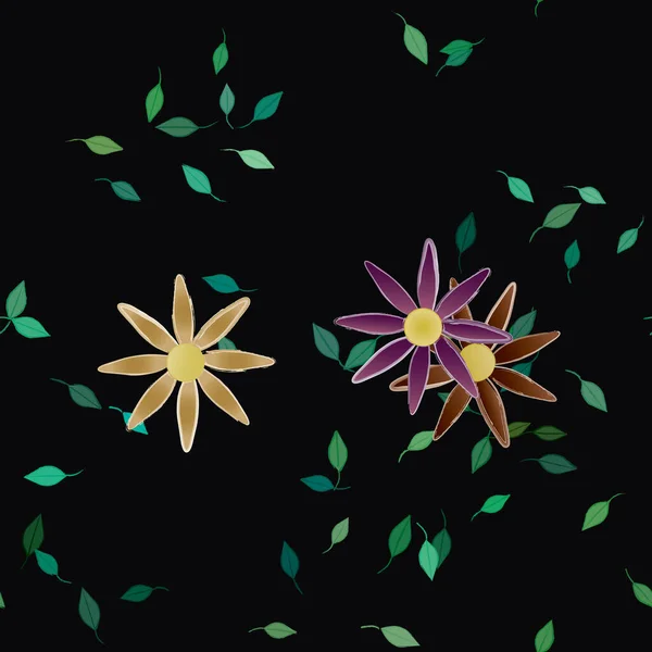 Ilustración Vectorial Flores Flor Hojas Fondo Pantalla Digital Sobre Fondo — Vector de stock