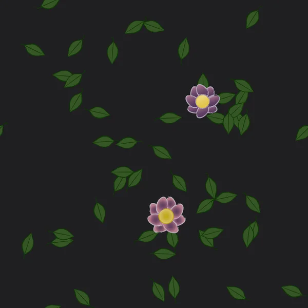 Vektor Illustration Blommor Och Blad Digital Tapet Slät Bakgrund — Stock vektor