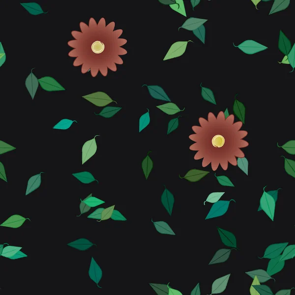 Vector Illustratie Van Bloemen Bladeren Digitaal Behang Effen Achtergrond — Stockvector