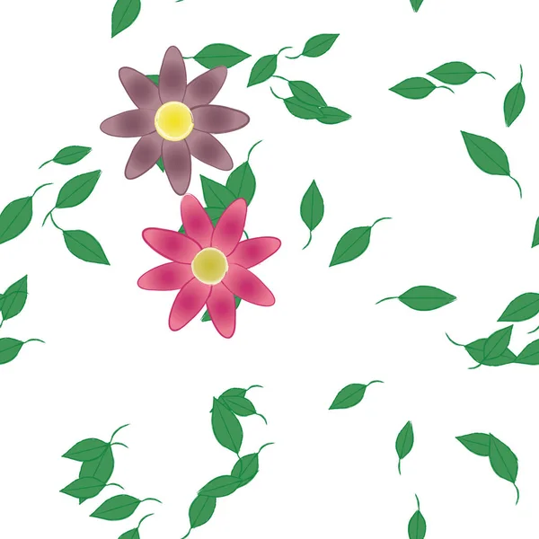 Ilustração Vetorial Flores Flor Folhas Papel Parede Digital Sobre Fundo — Vetor de Stock