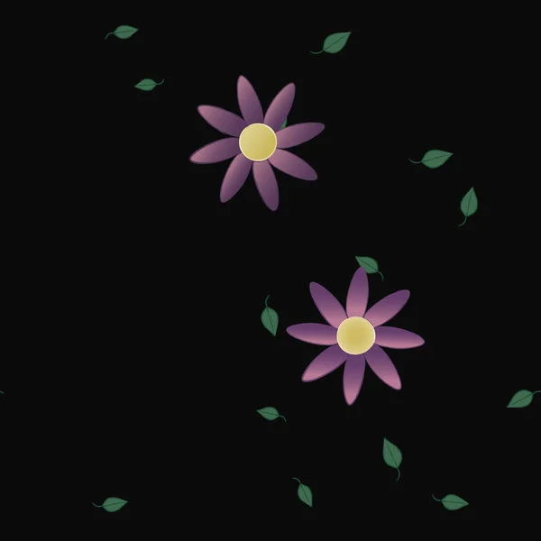 Ilustración Vectorial Flores Flor Hojas Fondo Pantalla Digital Sobre Fondo — Archivo Imágenes Vectoriales