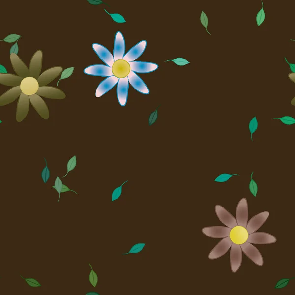 Illustration Vectorielle Fleurs Flottantes Fleurs Feuilles Papier Peint Numérique Sur — Image vectorielle