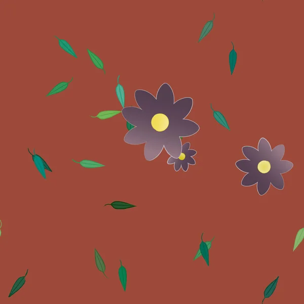 Vector Illustratie Van Bloemen Bladeren Digitaal Behang Effen Achtergrond — Stockvector