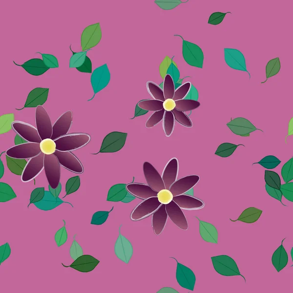 開花と葉の花のベクトルイラスト 無地の背景のデジタル壁紙 — ストックベクタ