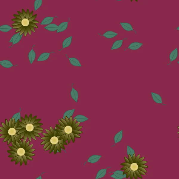 Ilustración Vectorial Flores Flotantes Flor Hojas Fondo Pantalla Digital Sobre — Vector de stock