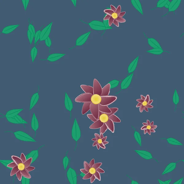 Ilustración Vectorial Flores Flotantes Flor Hojas Fondo Pantalla Digital Sobre — Archivo Imágenes Vectoriales