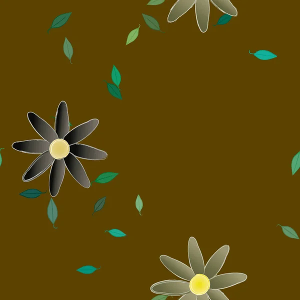 Illustration Vectorielle Fleurs Feuilles Papier Peint Numérique Sur Fond Uni — Image vectorielle