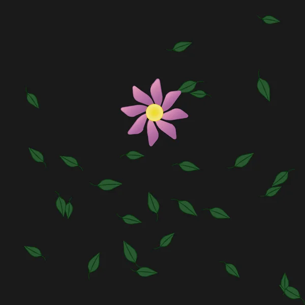 Ilustración Vectorial Flores Flotantes Flor Hojas Fondo Pantalla Digital Sobre — Vector de stock