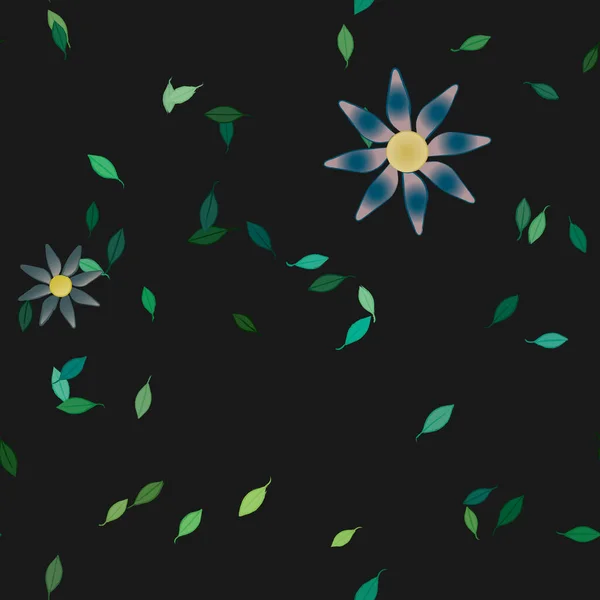 Vektor Illustration Flytande Blommor Blom Och Blad Digital Tapet Slät — Stock vektor