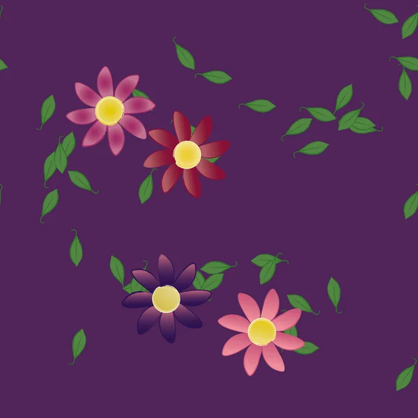 Ilustração Vetorial Flores Folhas Papel Parede Digital Sobre Fundo Liso — Vetor de Stock