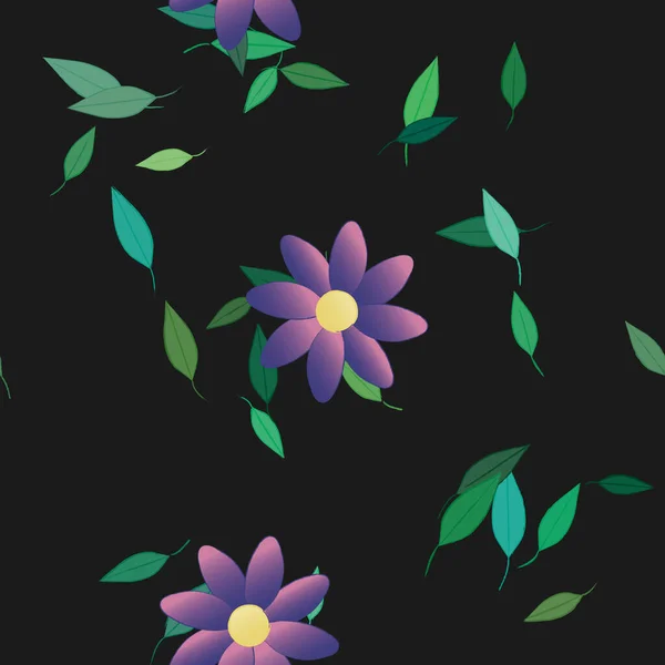 Follaje Flores Flores Florecen Fondo Pantalla Vector Ilustración — Vector de stock