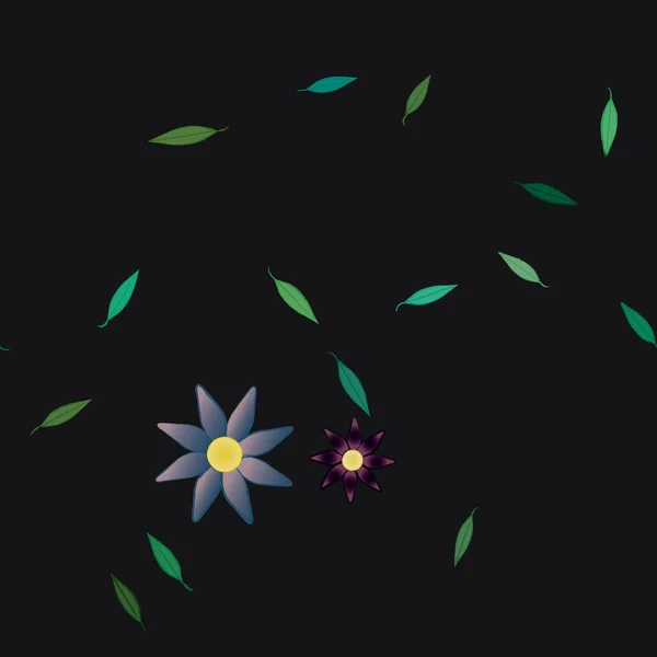 Vektor Illusztrációja Úszó Virágok Virág Levelek Digitális Tapéta Egyszerű Háttér — Stock Vector