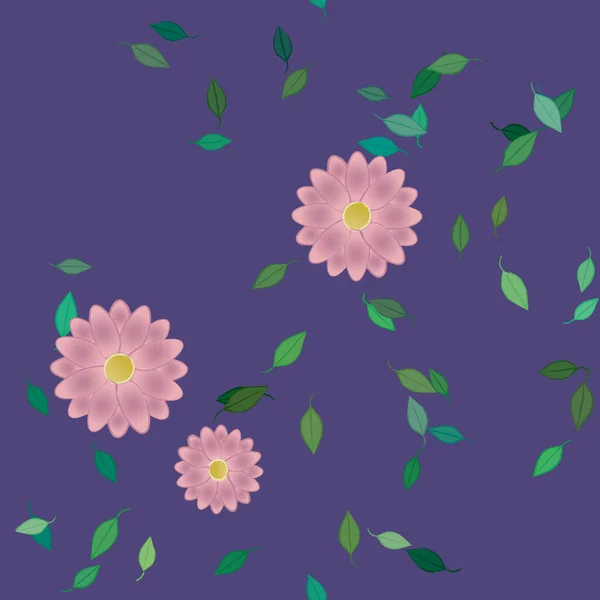 Vektorillustration Von Blumen Und Blättern Digitale Hintergrundbilder Auf Schlichtem Hintergrund — Stockvektor