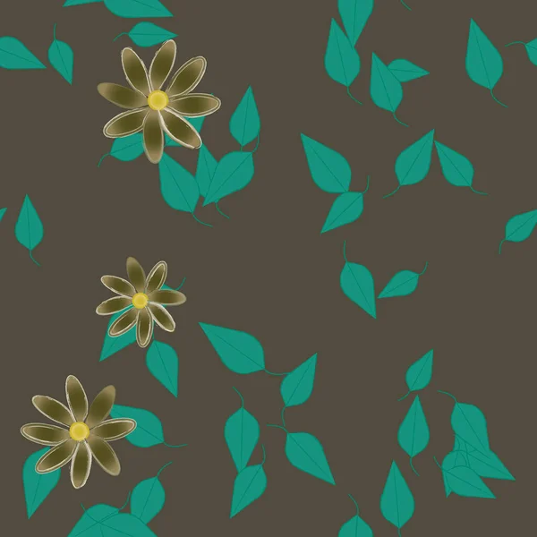 Follaje Flores Flores Florecen Fondo Pantalla Vector Ilustración — Vector de stock