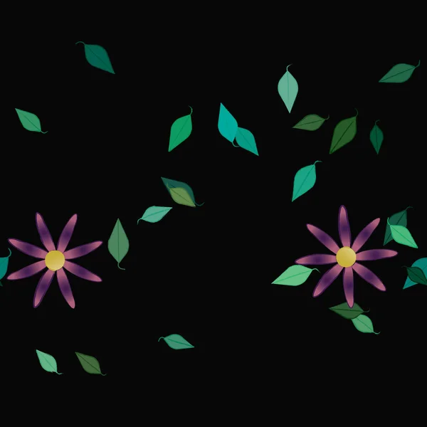 Vektor Illustration Flytande Blommor Blom Och Blad Digital Tapet Slät — Stock vektor