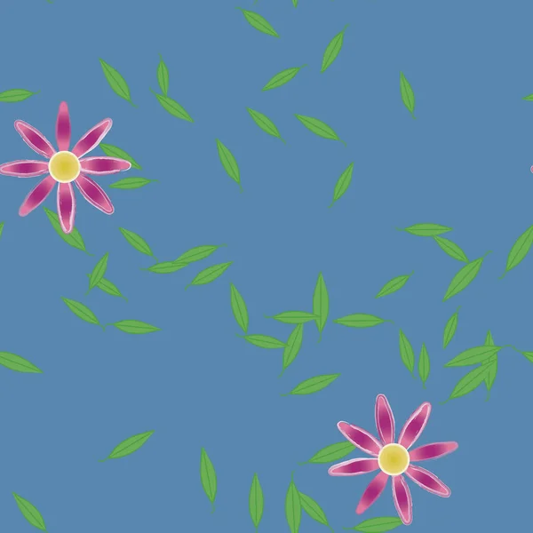 Vektor Illustration Blommor Blom Och Blad Digital Tapet Vanlig Bakgrund — Stock vektor