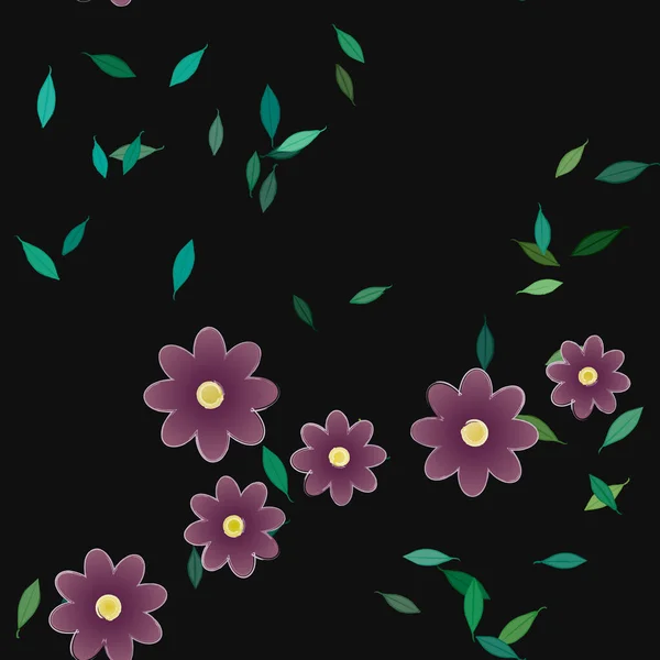 Vektor Illustration Von Schwimmenden Blumen Blüte Und Blättern Digitale Hintergrundbilder — Stockvektor