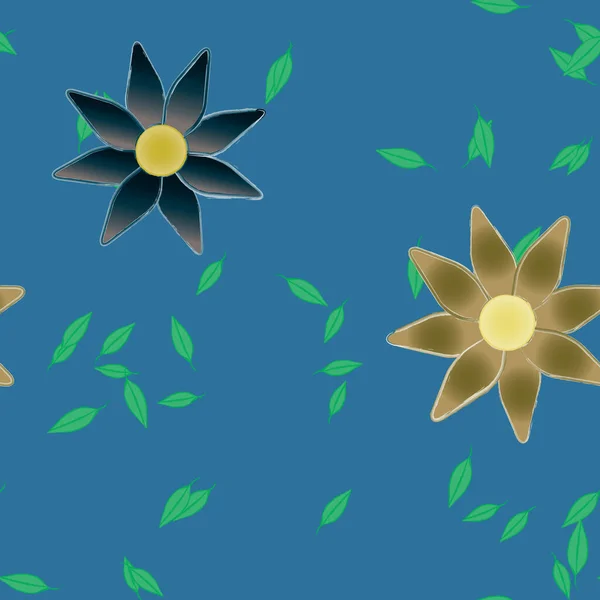 Illustration Vectorielle Fleurs Feuilles Papier Peint Numérique Sur Fond Uni — Image vectorielle