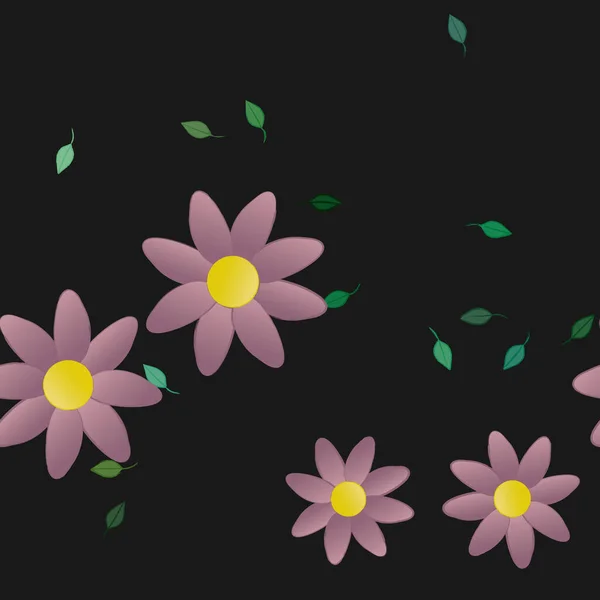 Ilustración Vectorial Flores Flor Hojas Fondo Pantalla Digital Sobre Fondo — Vector de stock