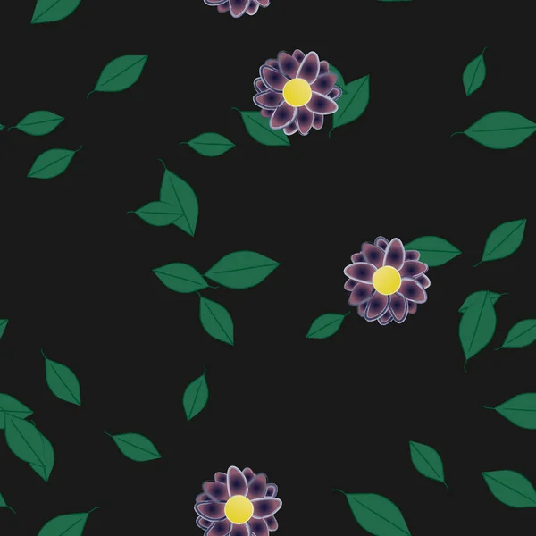 Ilustración Vectorial Flores Flor Hojas Fondo Pantalla Digital Sobre Fondo — Vector de stock