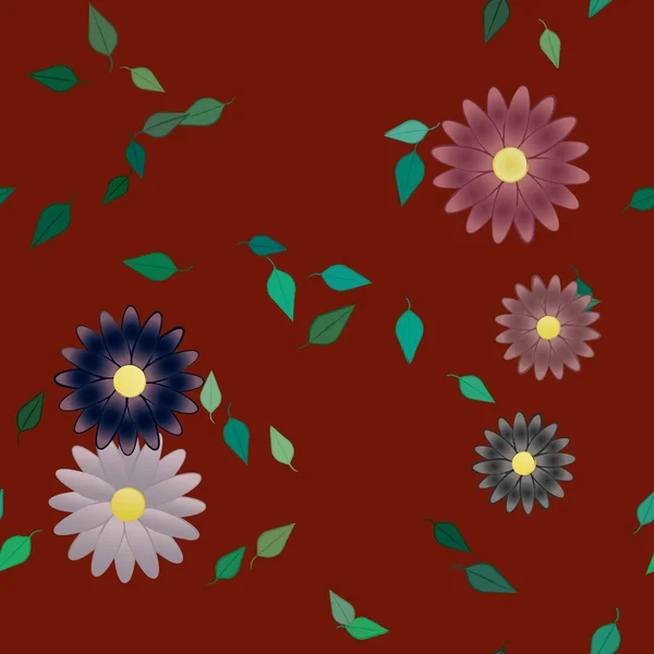 Flor Abstracta Follaje Flores Florecen Fondo Pantalla Vector Ilustración — Vector de stock