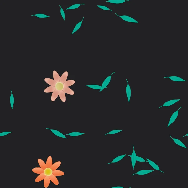 Follaje Flores Flores Florecen Fondo Pantalla Vector Ilustración — Vector de stock