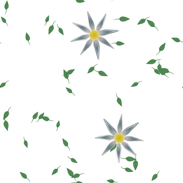 Vektorillustration Von Blumen Und Blättern Digitale Hintergrundbilder Auf Schlichtem Hintergrund — Stockvektor