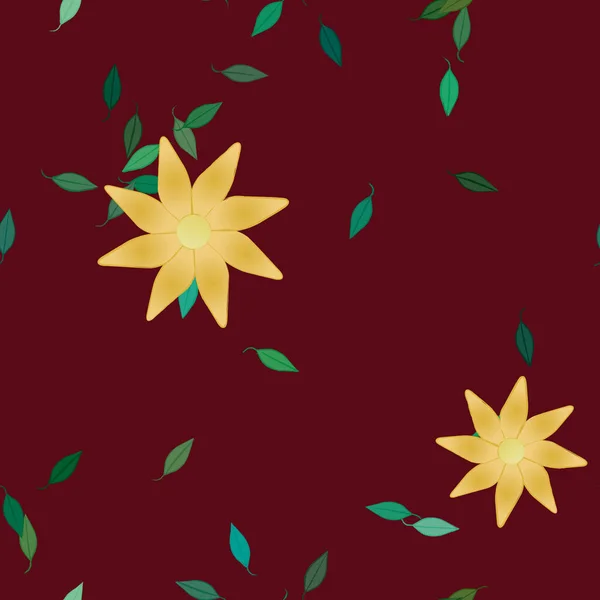 Illustration Vectorielle Fleurs Fleurs Feuilles Papier Peint Numérique Sur Fond — Image vectorielle