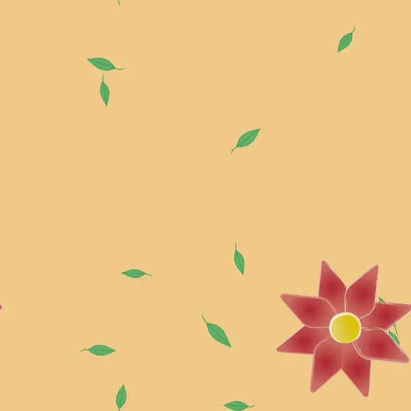 Vector Illustratie Van Bloemen Bladeren Digitaal Behang Effen Achtergrond — Stockvector