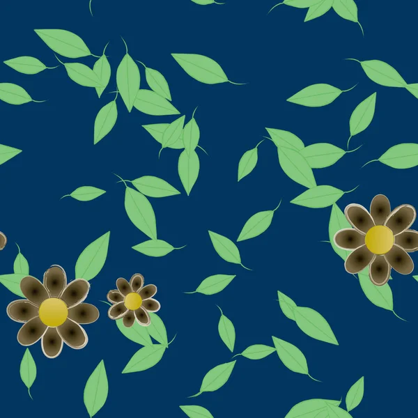 Vektor Illustration Flytande Blommor Blom Och Blad Digital Tapet Slät — Stock vektor