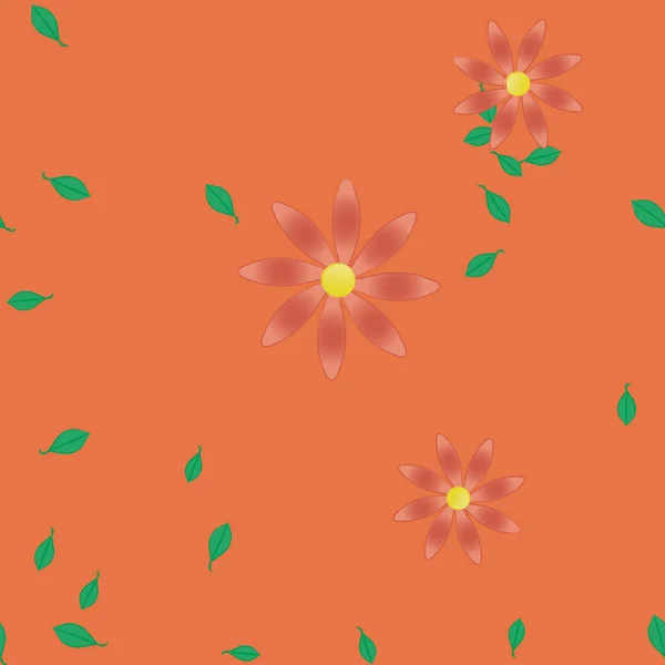 Vektorillustration Von Blumen Und Blättern Digitale Hintergrundbilder Auf Schlichtem Hintergrund — Stockvektor