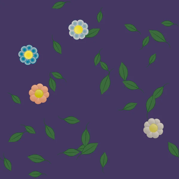 Αφηρημένο Άνθος Και Φύλλωμα Λουλούδια Ανθίζουν Ταπετσαρία Διανυσματική Απεικόνιση — Διανυσματικό Αρχείο