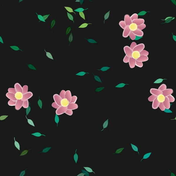 Ilustração Vetorial Flores Folhas Papel Parede Digital Sobre Fundo Liso — Vetor de Stock