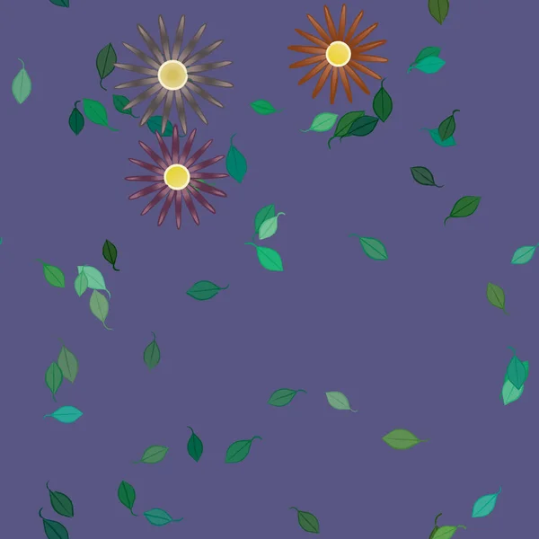 Ilustración Vectorial Flores Flotantes Flor Hojas Fondo Pantalla Digital Sobre — Vector de stock