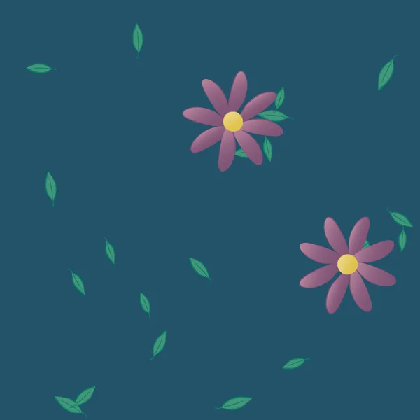 Ilustración Vectorial Flores Flor Hojas Fondo Pantalla Digital Sobre Fondo — Vector de stock