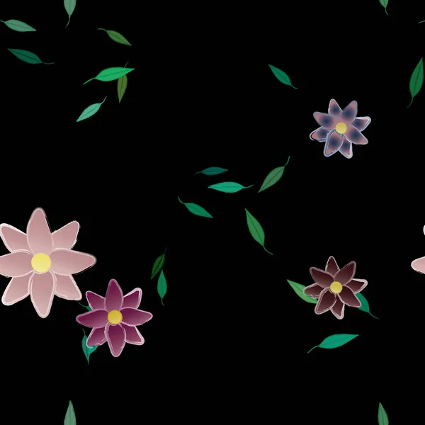 Ilustración Vectorial Flores Hojas Fondo Pantalla Digital Sobre Fondo Liso — Vector de stock