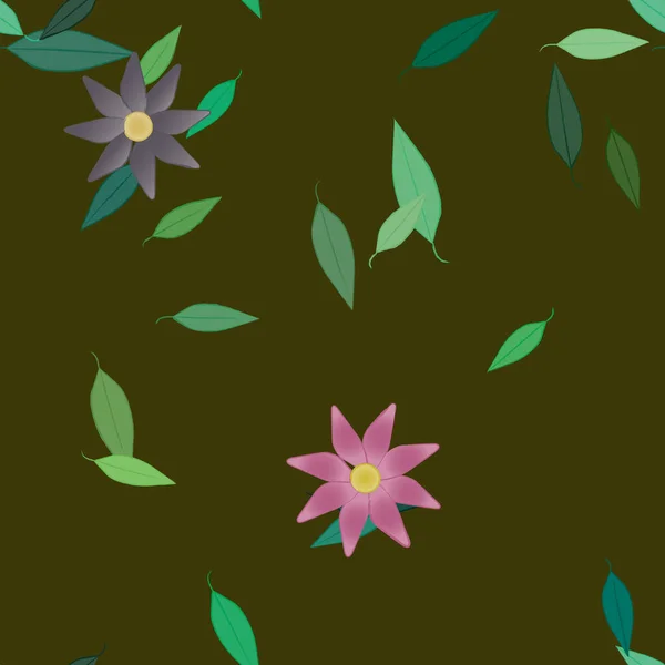 Vektor Illustration Flytande Blommor Blom Och Blad Digital Tapet Slät — Stock vektor