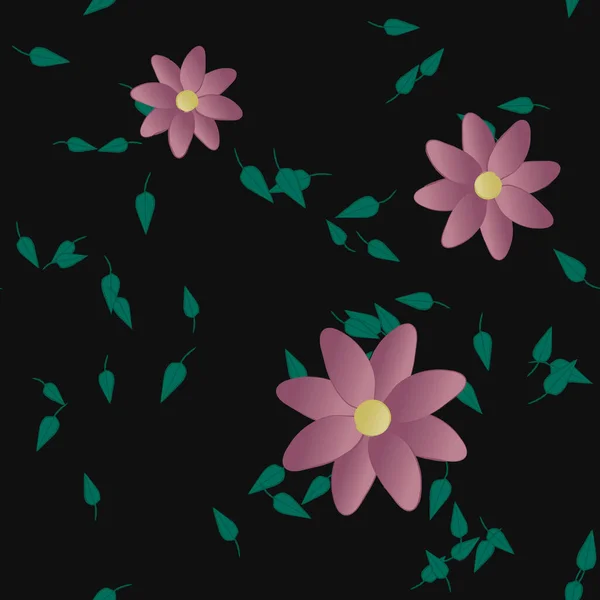 Vektor Illustration Blommor Och Blad Digital Tapet Slät Bakgrund — Stock vektor