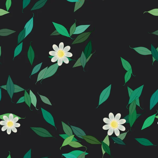 Vektor Illustration Blommor Blom Och Blad Digital Tapet Vanlig Bakgrund — Stock vektor